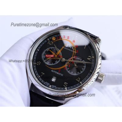 Special Prices Portugieser A21j Automatic Power Reserve Mens Watch Steel Case Black Dial Leather Strap CHS