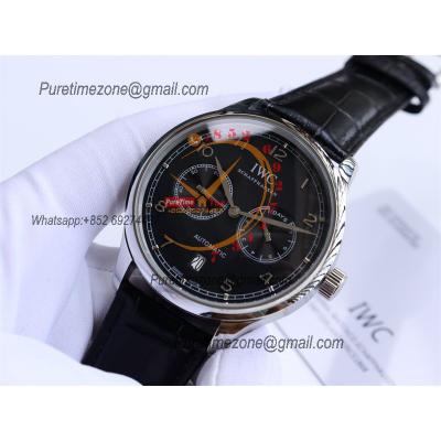 Special Prices Portugieser A21j Automatic Power Reserve Mens Watch Steel Case Black Dial Leather Strap CHS