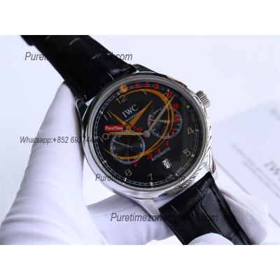 Special Prices Portugieser A21j Automatic Power Reserve Mens Watch Steel Case Black Dial Leather Strap CHS