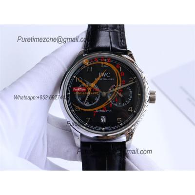 Special Prices Portugieser A21j Automatic Power Reserve Mens Watch Steel Case Black Dial Leather Strap CHS