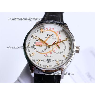 Special Prices Portugieser A21j Automatic Power Reserve Mens Watch Steel Case White Dial Leather Strap CHS