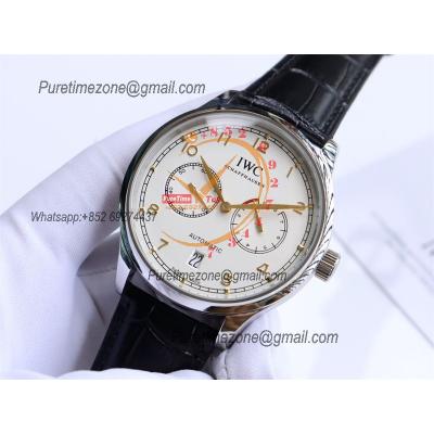 Special Prices Portugieser A21j Automatic Power Reserve Mens Watch Steel Case White Dial Leather Strap CHS