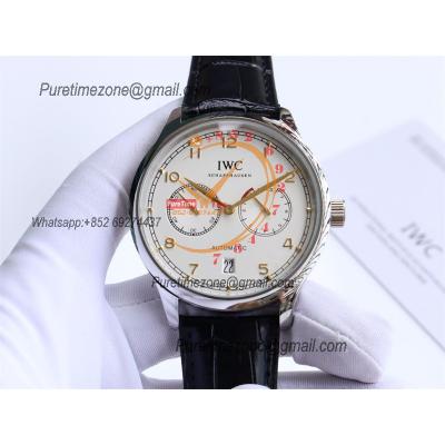 Special Prices Portugieser A21j Automatic Power Reserve Mens Watch Steel Case White Dial Leather Strap CHS