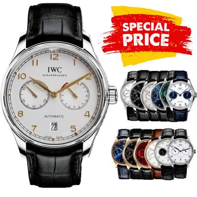 Special Prices Portugieser A21j Automatic Power Reserve Mens Watch Steel Case White Dial Leather Strap CHS