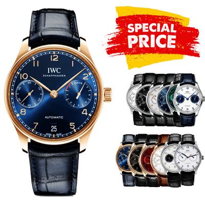 Special Prices Portugieser A21j Automatic Power Reserve Mens Watch RG Blue Dial Leather Strap CHS