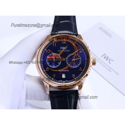 Special Prices Portugieser A21j Automatic Power Reserve Mens Watch RG Blue Dial Leather Strap CHS