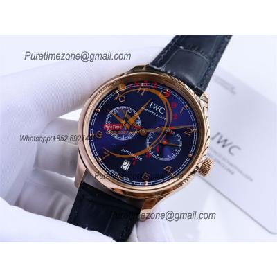 Special Prices Portugieser A21j Automatic Power Reserve Mens Watch RG Blue Dial Leather Strap CHS