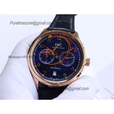 Special Prices Portugieser A21j Automatic Power Reserve Mens Watch RG Blue Dial Leather Strap CHS