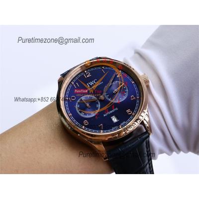 Special Prices Portugieser A21j Automatic Power Reserve Mens Watch RG Blue Dial Leather Strap CHS