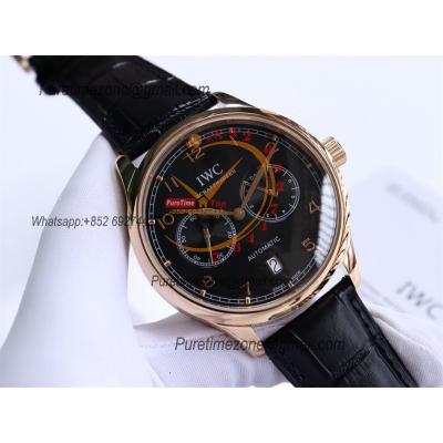 Special Prices Portugieser A21j Automatic Power Reserve Mens Watch RG Black Dial Leather Strap CHS