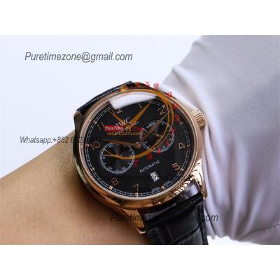 Special Prices Portugieser A21j Automatic Power Reserve Mens Watch RG Black Dial Leather Strap CHS