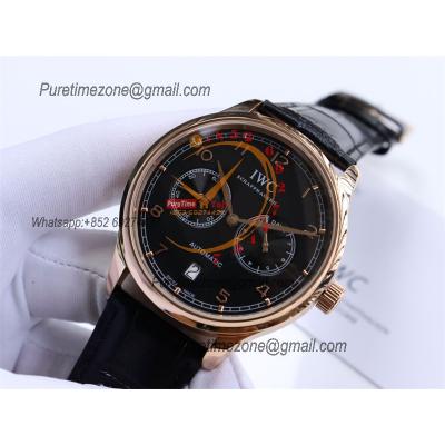 Special Prices Portugieser A21j Automatic Power Reserve Mens Watch RG Black Dial Leather Strap CHS