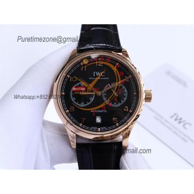 Special Prices Portugieser A21j Automatic Power Reserve Mens Watch RG Black Dial Leather Strap CHS