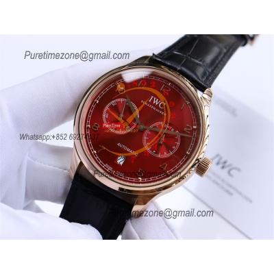 Special Prices Portugieser A21j Automatic Power Reserve Mens Watch RG Red Dial Leather Strap CHS