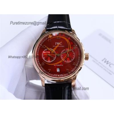 Special Prices Portugieser A21j Automatic Power Reserve Mens Watch RG Red Dial Leather Strap CHS