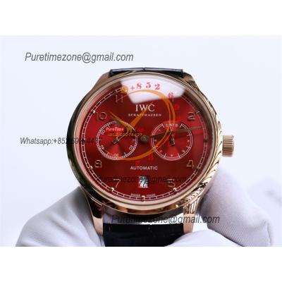 Special Prices Portugieser A21j Automatic Power Reserve Mens Watch RG Red Dial Leather Strap CHS