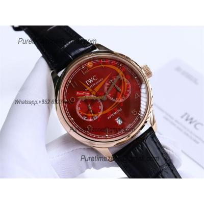 Special Prices Portugieser A21j Automatic Power Reserve Mens Watch RG Red Dial Leather Strap CHS