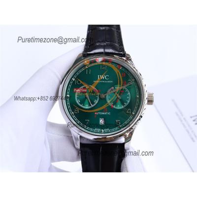 Special Prices Portugieser A21j Automatic Power Reserve Mens Watch SS Green Dial Leather Strap CHS