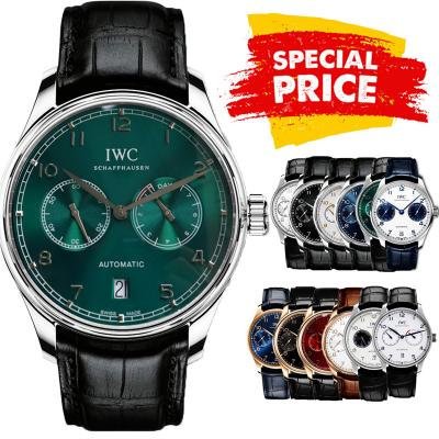 Special Prices Portugieser A21j Automatic Power Reserve Mens Watch SS Green Dial Leather Strap CHS