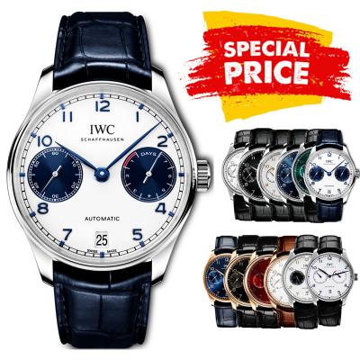 Special Prices Portugieser A21j Automatic Power Reserve Mens Watch SS White Blue Dial Leather Strap CHS