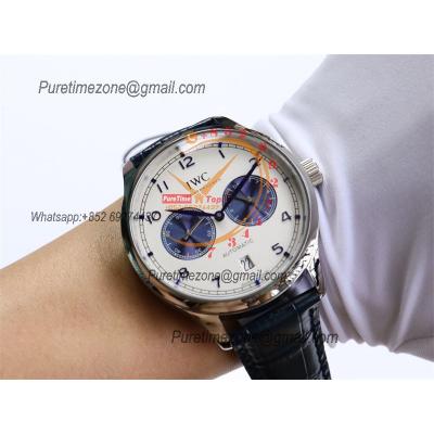 Special Prices Portugieser A21j Automatic Power Reserve Mens Watch SS White Blue Dial Leather Strap CHS