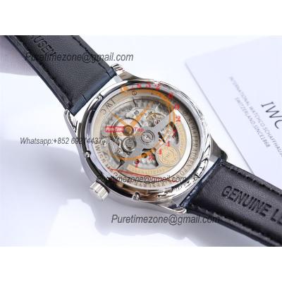 Special Prices Portugieser A21j Automatic Power Reserve Mens Watch SS White Blue Dial Leather Strap CHS