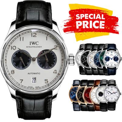 Special Prices Portugieser A21j Automatic Power Reserve Mens Watch SS White Black Dial Leather Strap CHS