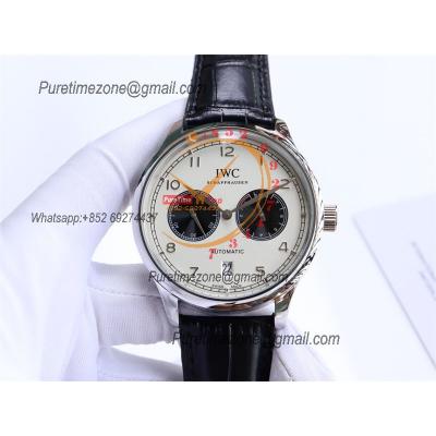 Special Prices Portugieser A21j Automatic Power Reserve Mens Watch SS White Black Dial Leather Strap CHS