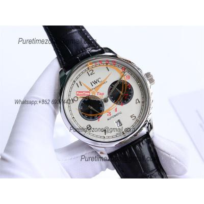 Special Prices Portugieser A21j Automatic Power Reserve Mens Watch SS White Black Dial Leather Strap CHS