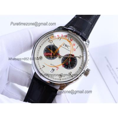 Special Prices Portugieser A21j Automatic Power Reserve Mens Watch SS White Black Dial Leather Strap CHS