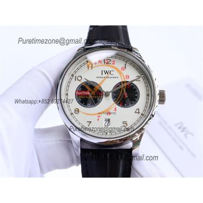 Special Prices Portugieser A21j Automatic Power Reserve Mens Watch SS White Black Dial Leather Strap CHS