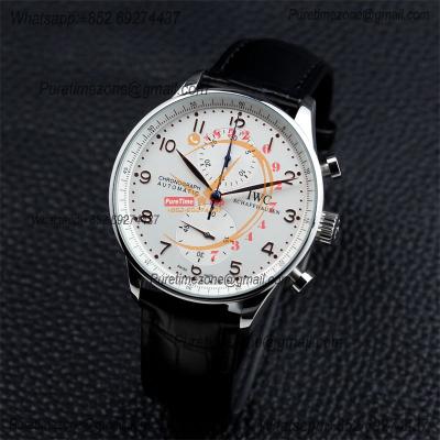 Special Prices Portugieser Japan Quartz Chronograph Mens Watch 40mm SS White Dial Leather Strap CHS