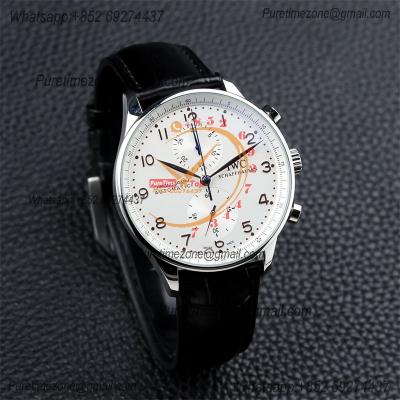 Special Prices Portugieser Japan Quartz Chronograph Mens Watch 40mm SS White Dial Leather Strap CHS