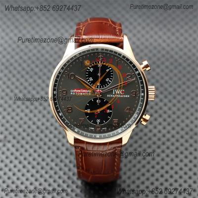 Special Prices Portugieser Japan Quartz Chronograph Mens Watch 40mm RG Gray Black Dial Leather Strap CHS