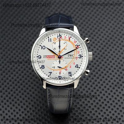 Special Prices Portugieser Japan Quartz Chronograph Mens Watch 40mm Steel Case White Dial Leather Strap CHS