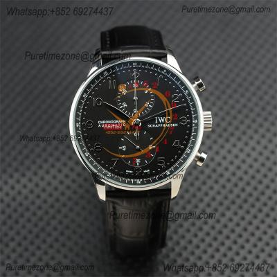 Special Prices Portugieser Japan Quartz Chronograph Mens Watch 40mm Steel Case Black Dial Leather Strap CHS