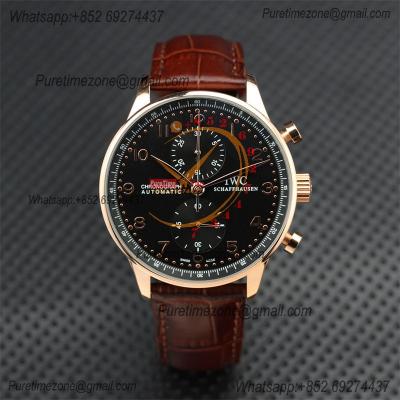 Special Prices Portugieser Japan Quartz Chronograph Mens Watch 40mm RG Black Dial Leather Strap CHS