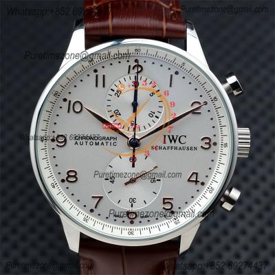 Special Prices Portugieser Japan Quartz Chronograph Mens Watch 40mm Steel Case White Dial Leather Strap CHS