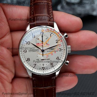 Special Prices Portugieser Japan Quartz Chronograph Mens Watch 40mm Steel Case White Dial Leather Strap CHS