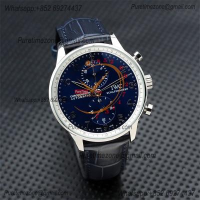 Special Prices Portugieser Japan Quartz Chronograph Mens Watch 40mm Steel Case Blue Dial Leather Strap CHS