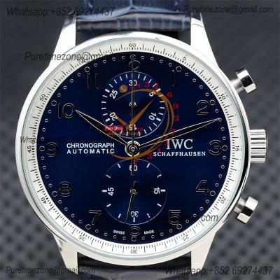 Special Prices Portugieser Japan Quartz Chronograph Mens Watch 40mm Steel Case Blue Dial Leather Strap CHS