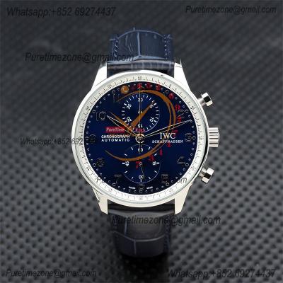 Special Prices Portugieser Japan Quartz Chronograph Mens Watch 40mm Steel Case Blue Dial Leather Strap CHS