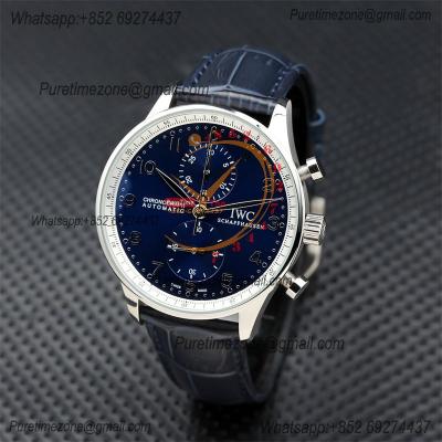 Special Prices Portugieser Japan Quartz Chronograph Mens Watch 40mm Steel Case Blue Dial Leather Strap CHS