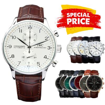 Special Prices Portugieser Japan Quartz Chronograph Mens Watch 40mm Steel Case White Dial Leather Strap CHS