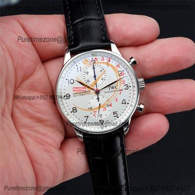 Special Prices Portugieser Japan Quartz Chronograph Mens Watch 40mm Steel Case White Dial Leather Strap CHS