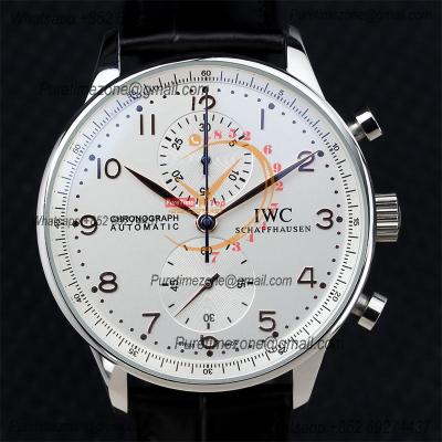 Special Prices Portugieser Japan Quartz Chronograph Mens Watch 40mm Steel Case White Dial Leather Strap CHS