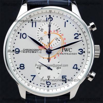 Special Prices Portugieser Japan Quartz Chronograph Mens Watch 40mm Steel Case White Dial Leather Strap CHS