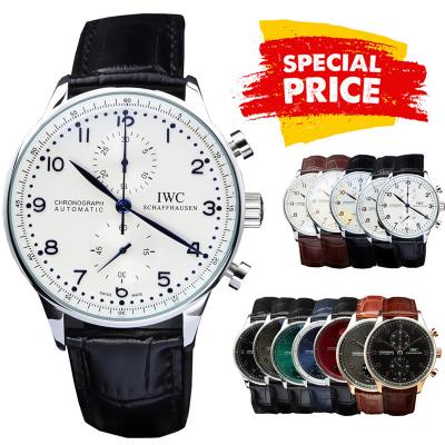 Special Prices Portugieser Japan Quartz Chronograph Mens Watch 40mm Steel Case White Dial Leather Strap CHS