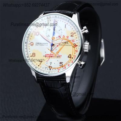 Special Prices Portugieser Japan Quartz Chronograph Mens Watch 40mm Steel Case White Dial Leather Strap CHS