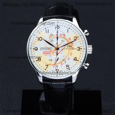 Special Prices Portugieser Japan Quartz Chronograph Mens Watch 40mm Steel Case White Dial Leather Strap CHS